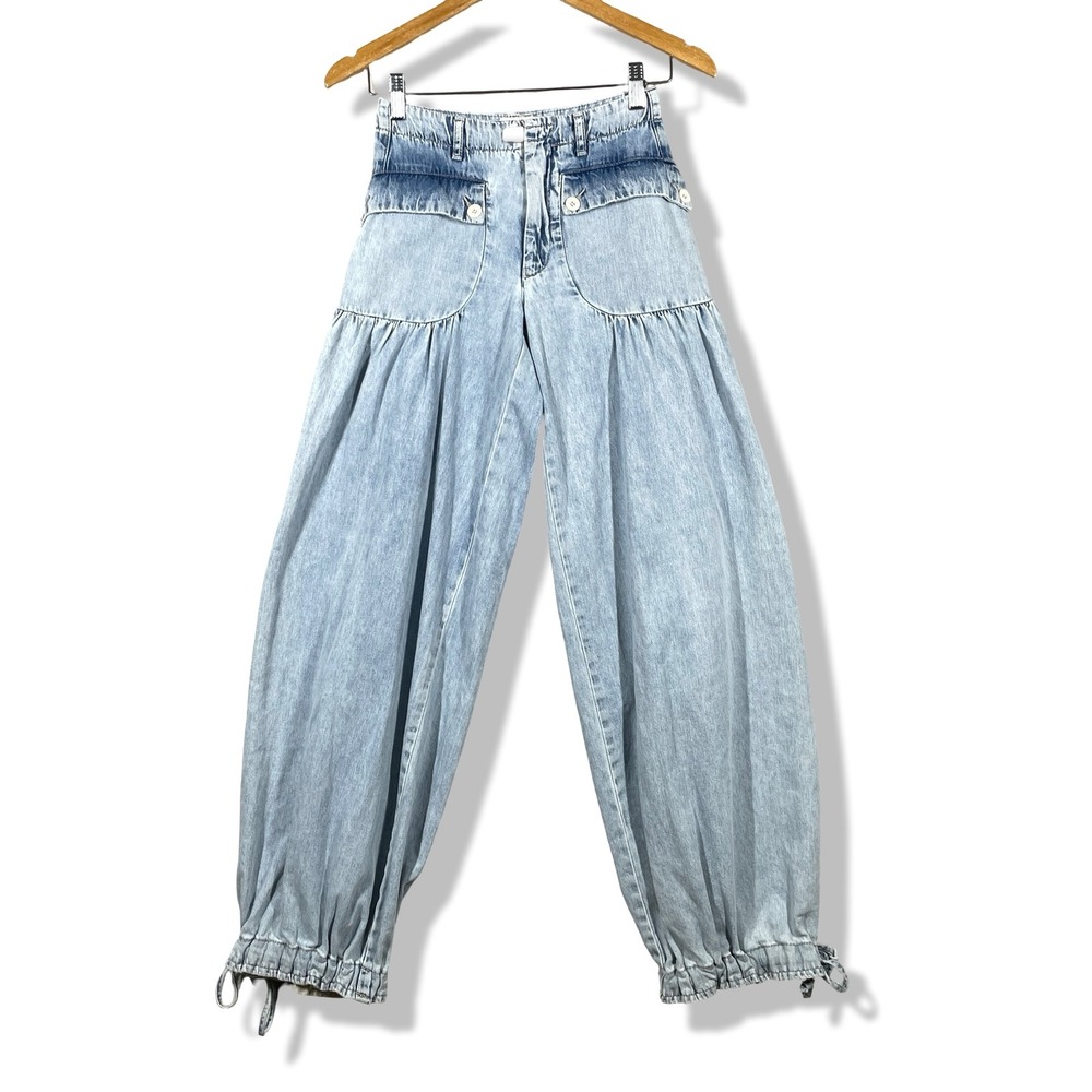 We The Free Lotus Jeans Womens 24 Light Blue Boho Festival Streetwear Retro